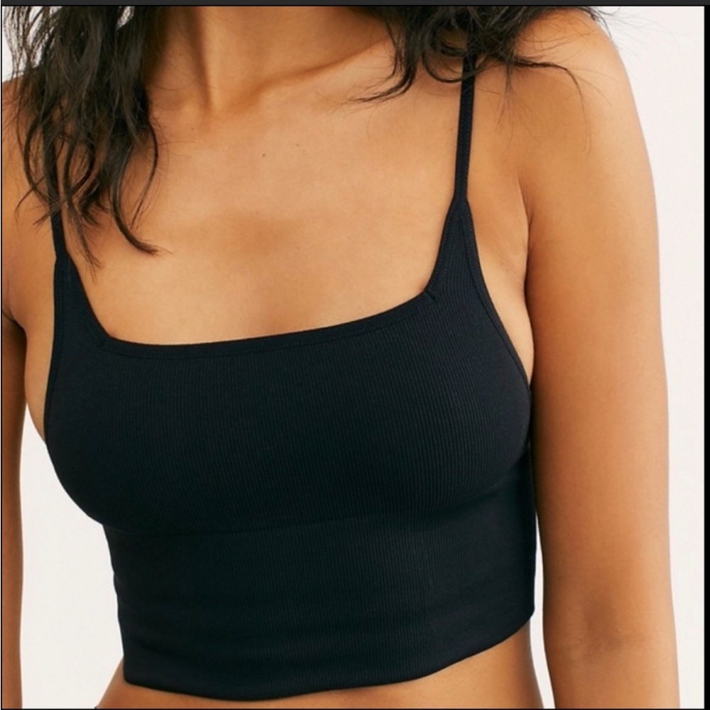 NWT Free People Andi Square Neck Seamless Bra in black size M/L